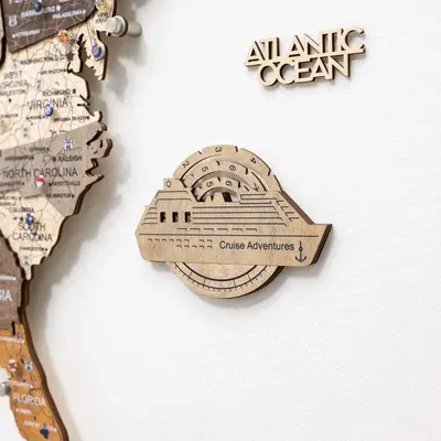 Decorative objects - Travel Tracker Cruise Liner 3D Colored Wooden World Map - Terra - ENJOY THE WOOD