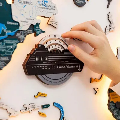 Decorative objects - Travel Tracker Cruise Liner 3D Colored Wooden World Map - Nordik - ENJOY THE WOOD