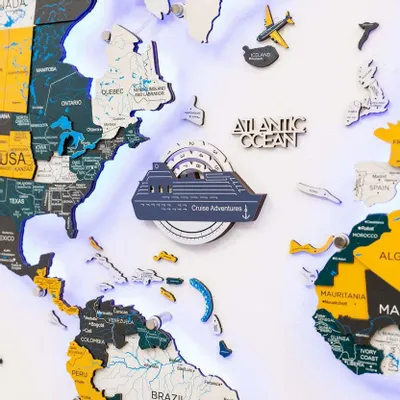 Decorative objects - Travel Tracker Cruise Liner 3D Colored Wooden World Map - Cruise - ENJOY THE WOOD