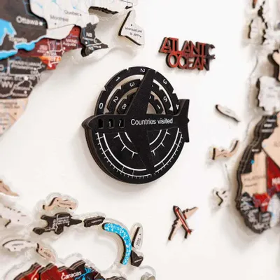 Decorative objects - Travel Tracker 3D Colored Wooden World Map – Midnight - ENJOY THE WOOD