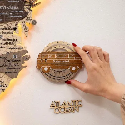 Objets de décoration - Carte des États-Unis en bois 3D pour suivi de voyage – Multicolore - ENJOY THE WOOD