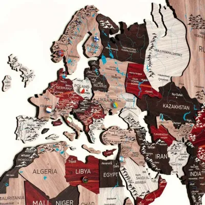 Other wall decoration - World Wooden Map Colored 3D XL Prime Plus Urban Lum - ENJOY THE WOOD