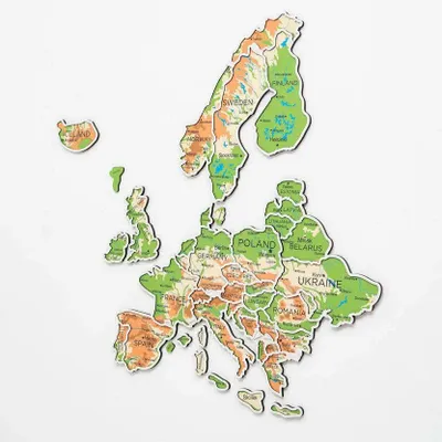 Other wall decoration - Europe Photo Map Physical S - ENJOY THE WOOD