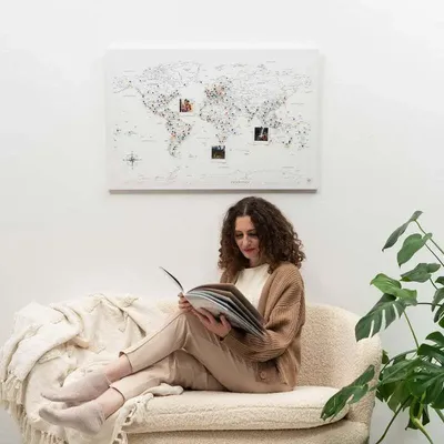 Other wall decoration - World Map on Canvas - White no Frame L - ENJOY THE WOOD