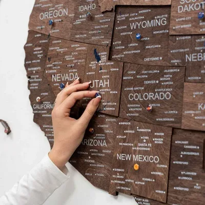 Other wall decoration - Wooden 3d Map of USA - Dark Walnut S Prime Plus - ENJOY THE WOOD