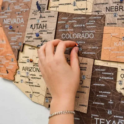 Other wall decoration - Wooden 3d Map of USA - Multicolor L Prime Plus - ENJOY THE WOOD