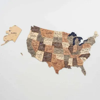 Other wall decoration - Wooden 3d Map of USA - Smokey S Blank - ENJOY THE WOOD