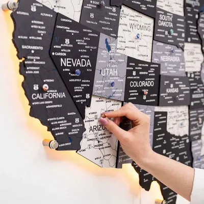 Other wall decoration - Wooden 3d LED 3.0 Map of USA - Nordik M Prime EU - ENJOY THE WOOD