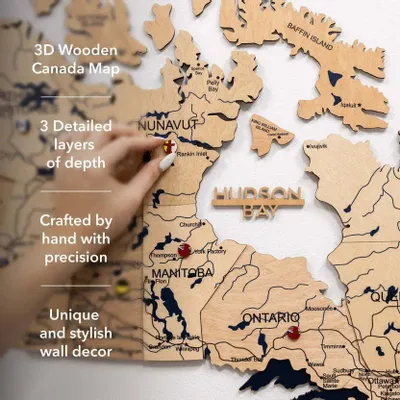 Other wall decoration - 3D Canada Wooden Map Gold L Prime - ENJOY THE WOOD