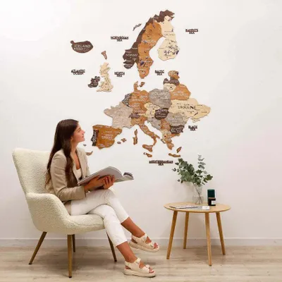 Autres décorations murales - Carte en bois 3D Europe Multicolore XL Prime - ENJOY THE WOOD