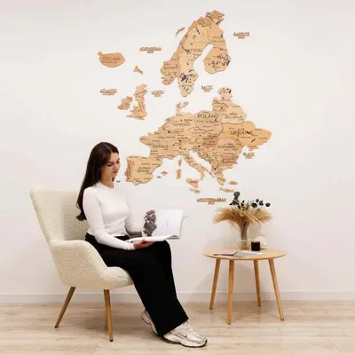 Other wall decoration - 3D Europe Wooden Map Gold S Blank - ENJOY THE WOOD