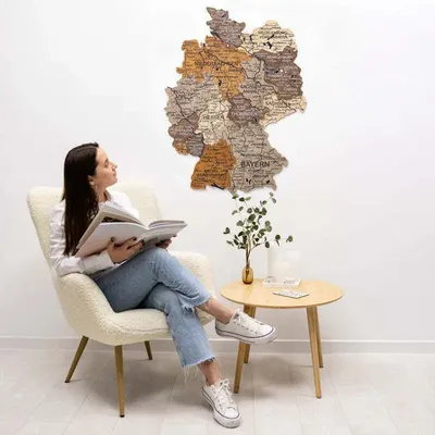 Autres décorations murales - Carte en bois 3D Allemagne multicolore M vierge - ENJOY THE WOOD