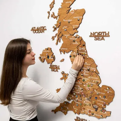Other wall decoration - 3D Wooden Map of the United Kingdom Oak S Prime Plus - ENJOY THE WOOD