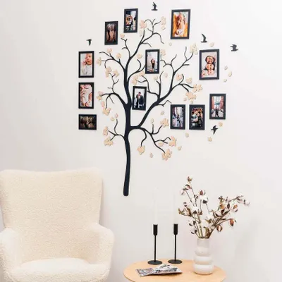 Other wall decoration - Wooden Family Tree - Origins L Purple flowers - ENJOY THE WOOD