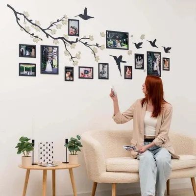 Other wall decoration - Wooden Family Tree - Lineage L Green flowers - ENJOY THE WOOD