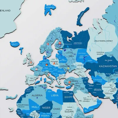 Other wall decoration - 2D Wooden World Map Azure XL - ENJOY THE WOOD