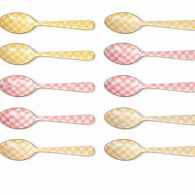 Cutlery set - Enamel Spoon Set — (Set of 4), 5.4 x 1 Inches - CASA AMAROSA