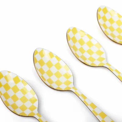 Cutlery set - Enamel Spoon Set — (Set of 4), 5.4 x 1 Inches - CASA AMAROSA