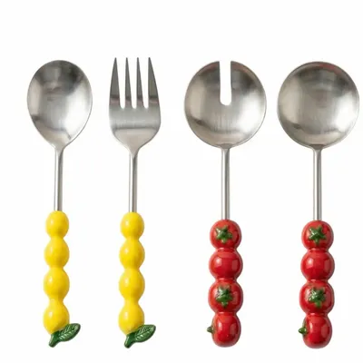 Ustensiles de cuisine - Pelle à salade avec manche en forme de tomate et citron, (Set de 2) - CASA AMAROSA