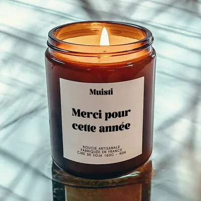 Cadeaux - Bougie Parfumée - Merci pour cette année - Musc blanc – 160g - MUISTI