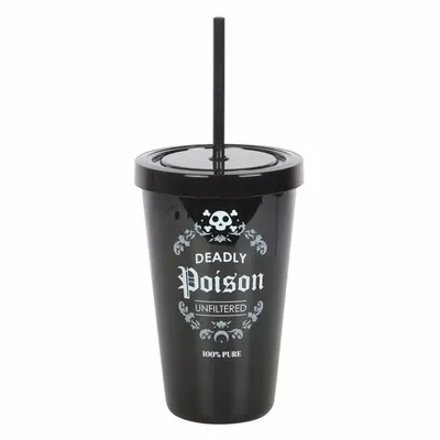 Verres - Gobelet en plastique « Poison mortel » avec paille - SOMETHING DIFFERENT WHOLESALE