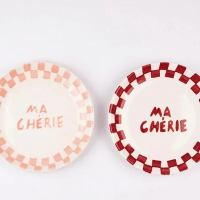 Assiettes au quotidien - Assiette à collation en céramique Ma Cherie, 7 x 7 pouces - CASA AMAROSA