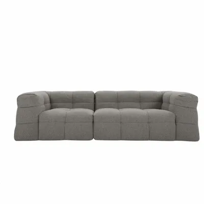 Sofas - ASTANA Bouclette Taupe Sofa - EMPREINTE DU TEMPS