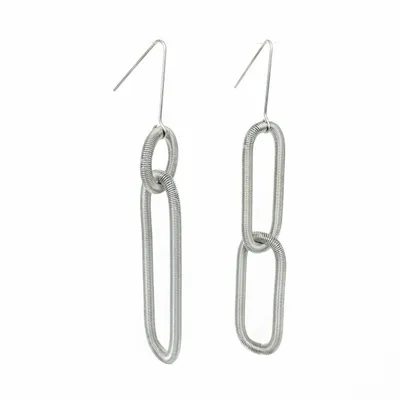 Objets de décoration - BOUCLE D'OREILLE CHAIN STEEL DOUBLE - LA MOLLLA® BIJOUX