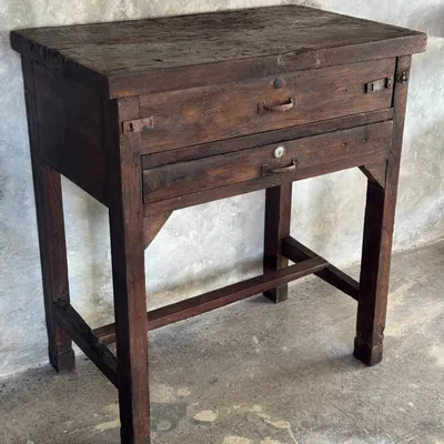 Commodes - Meuble de métier ancien indonésien en teck à deux tiroirs, entretoise - OFFICE OBJETS