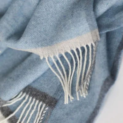 Plaids - Plaid doux en cachemire et laine mérinos MILANO bleu - MOST-BLANKETS