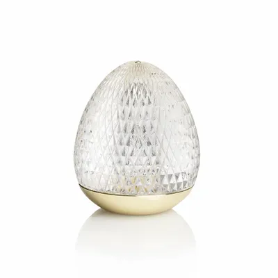 Design objects - Diamond cut acrylic lamp with ice gold base "Uovo" - OTTAVIANI