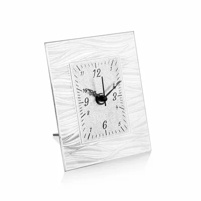 Objets design - Horloge de table en cristal avec feuille d'argent « La mer de la vie » - OTTAVIANI