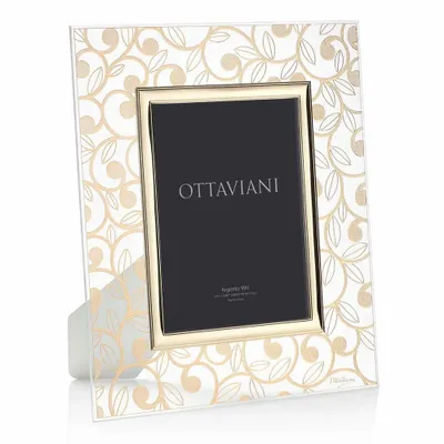 Design objects - Photoframe Miro-silver in crystal with gold leaf "Curls" - OTTAVIANI