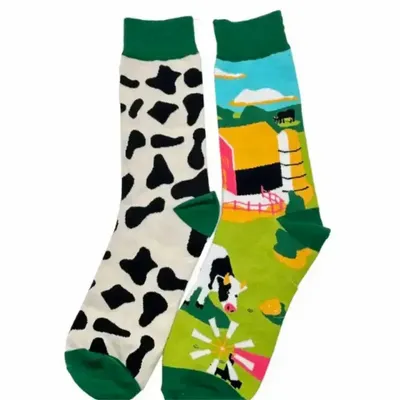 Objets design - Chaussettes imprimées Vache et Ferme pour Homme - VACHES ET COMPAGNIE