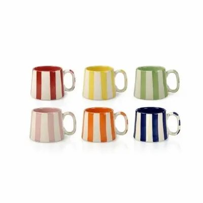 Mugs - Ceramic Stripe  Coffee Mugs - 3.6x2.6 Inches - CASA AMAROSA