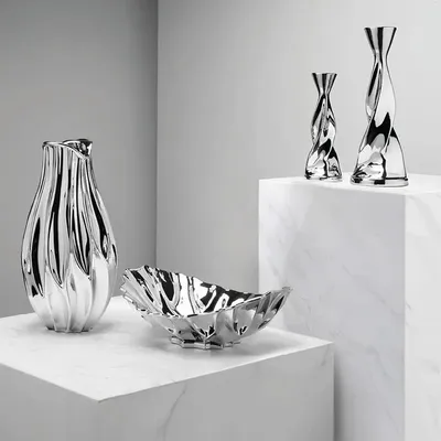 Design objects - Candle holder with silver "Flora" - OTTAVIANI