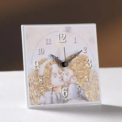 Objets design - Horloge Miro-argent « Anges » avec feuille d'argent - OTTAVIANI