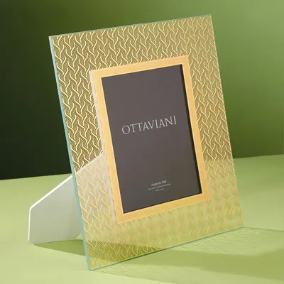Objets design - Cadre photo en cristal, feuille d'argent et d'or « Cachemire » - OTTAVIANI