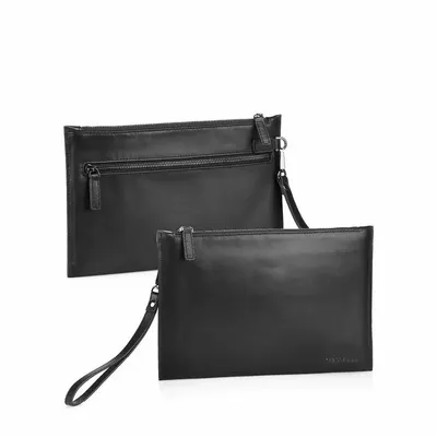 Objets design - Pochette en cuir véritable noir - OTTAVIANI