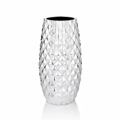 Objets design - Vase orné d'un « diamant » argenté - OTTAVIANI