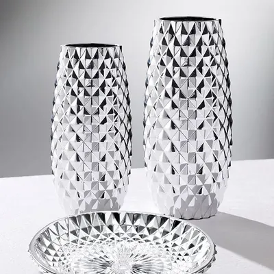 Objets design - Centre de table avec « Diamant » argenté - OTTAVIANI