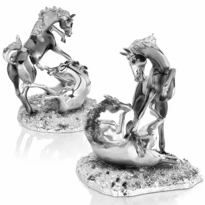 Design objects - Sculpture with silver "Pair of wild horses" - OTTAVIANI