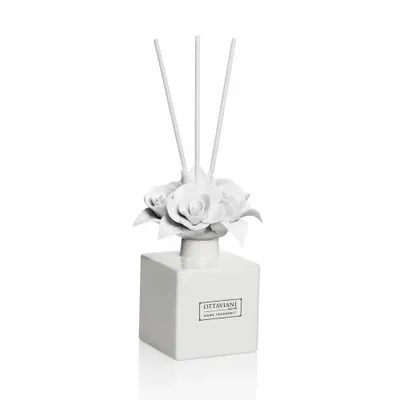 Diffuseurs de parfums - Parfum d'ambiance Miro-argent avec fleurs en céramique - OTTAVIANI