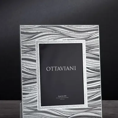 Objets design - Cadre photo en cristal avec feuille d'argent « Mer de vie » - OTTAVIANI