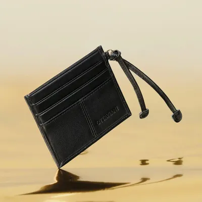 Objets design - Porte-cartes en cuir véritable noir - OTTAVIANI