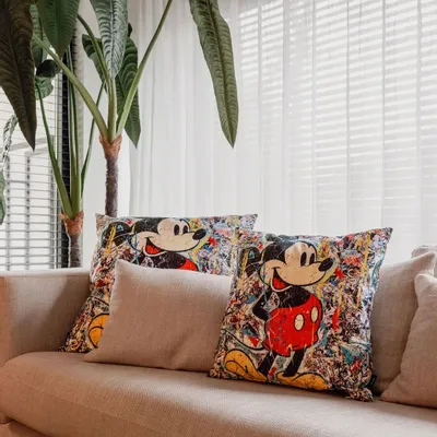 Coussins textile - Housse de coussin décoratif Mickey 45 x 45 - Design by Anne Mondy - ARTDECORIS