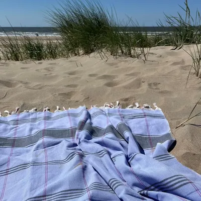 Pools - hammam towel Organic lavender blue/dark blue - OTTOMANIA