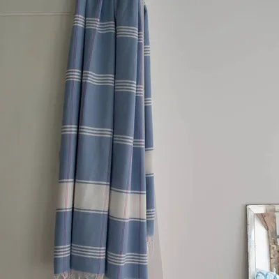 Pools - hammam towel Organic blue/white - OTTOMANIA