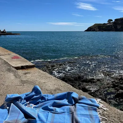 Pools - hammam towel Organic mediterranean blue/dark blue - OTTOMANIA