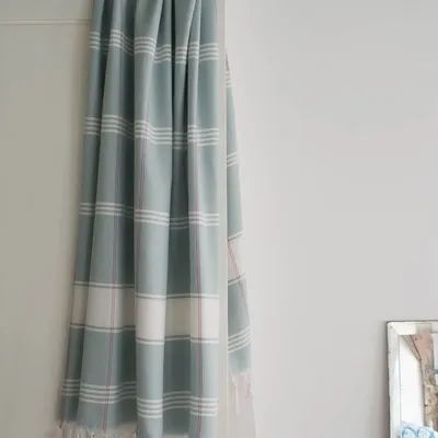 Pools - hammam towel Organic sea green/wwhite - OTTOMANIA